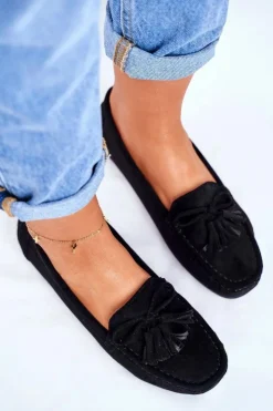 Damskie Evento Mokasyny Damskie Zamszowe 20PB35-2003 Czarne Donna Mia