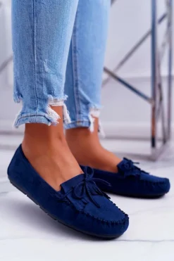 Boto Mokasyny Damskie Zamszowe*Mokasyny Damskie Zamszowe Granatowe Espanto
