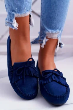 Boto Mokasyny Damskie Zamszowe*Mokasyny Damskie Zamszowe Granatowe Espanto