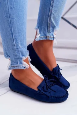 Boto Mokasyny Damskie Zamszowe*Mokasyny Damskie Zamszowe Granatowe Espanto