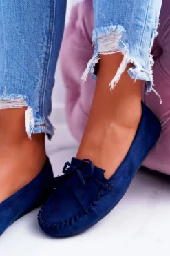Boto Mokasyny Damskie Zamszowe*Mokasyny Damskie Zamszowe Granatowe Espanto