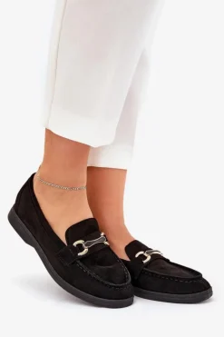 Online Boto Mokasyny Damskie Ze Złotym Detalem Czarne Labirae
