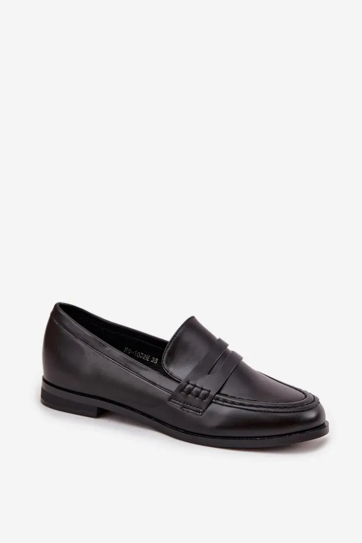 Hot Boto Mokasyny Loafersy Damskie Z Eko Skóry Czarne Bessina Czarny