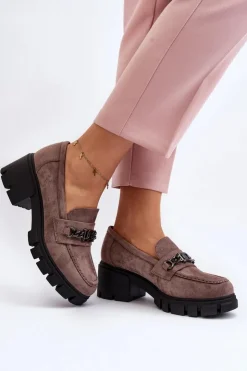 Buty damskie Vinceza Mokasyny Damskie Zamszowe*Mokasyny Na Masywnym Obcasie Beżowe Eriella