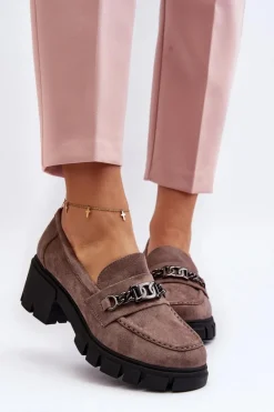 Buty damskie Vinceza Mokasyny Damskie Zamszowe*Mokasyny Na Masywnym Obcasie Beżowe Eriella