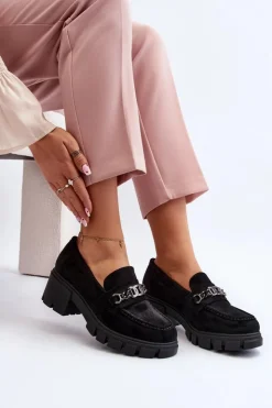 Clearance Buty damskie Vinceza Mokasyny Na Masywnym Obcasie Czarne Eriella Czarny