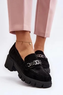 Clearance Buty damskie Vinceza Mokasyny Na Masywnym Obcasie Czarne Eriella Czarny