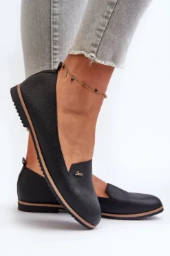 Hot Boto Mokasyny Na Płaskim Obcasie Damskie Czarne Enzla