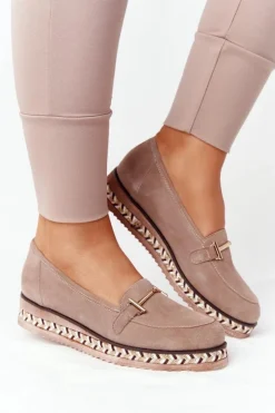 Damskie Laura Messi Mokasyny Na Platformie 2284 Jasny Brąz