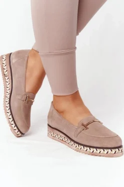 Damskie Laura Messi Mokasyny Na Platformie 2284 Jasny Brąz