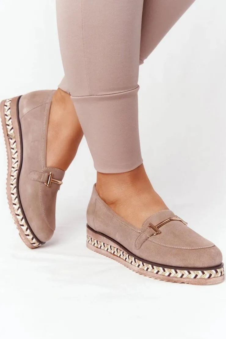 Damskie Laura Messi Mokasyny Na Platformie 2284 Jasny Brąz