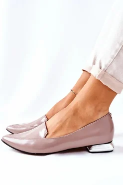 Damskie Laura Messi Mokasyny Na Srebrnym Obcasie 2013 Cappuccino