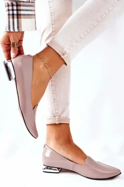 Damskie Laura Messi Mokasyny Na Srebrnym Obcasie 2013 Cappuccino