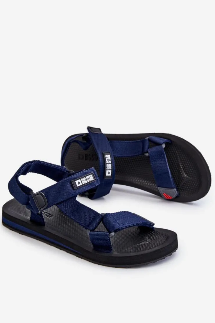 Big Star Shoes Męskie Sandały Na Rzepy Big Star DD174718 Granatowe Niebieski