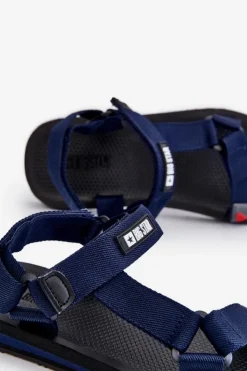 Big Star Shoes Męskie Sandały Na Rzepy Big Star DD174718 Granatowe Niebieski