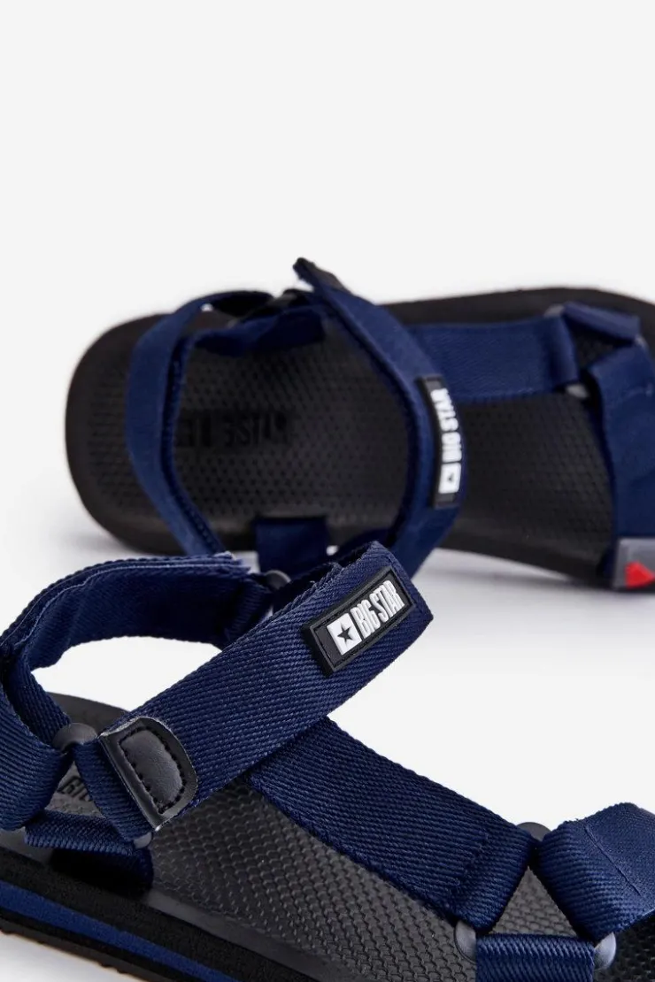 Big Star Shoes Męskie Sandały Na Rzepy Big Star DD174718 Granatowe Niebieski