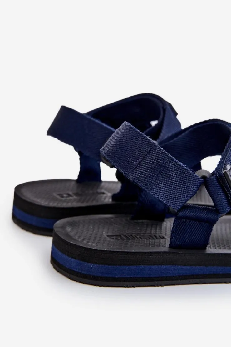 Big Star Shoes Męskie Sandały Na Rzepy Big Star DD174718 Granatowe Niebieski