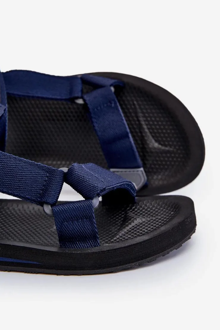 Big Star Shoes Męskie Sandały Na Rzepy Big Star DD174718 Granatowe Niebieski