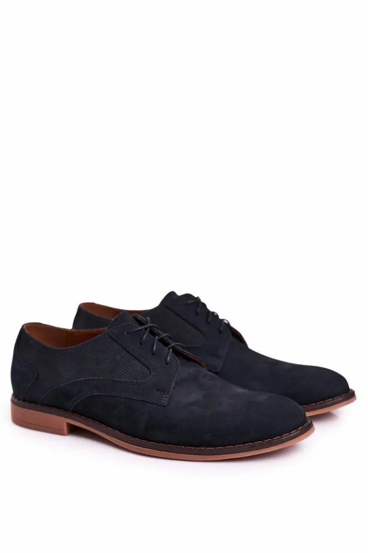 Damskie Boto Męskie Skórzane Mokasyny Nubuk BEDNAREK Granatowe