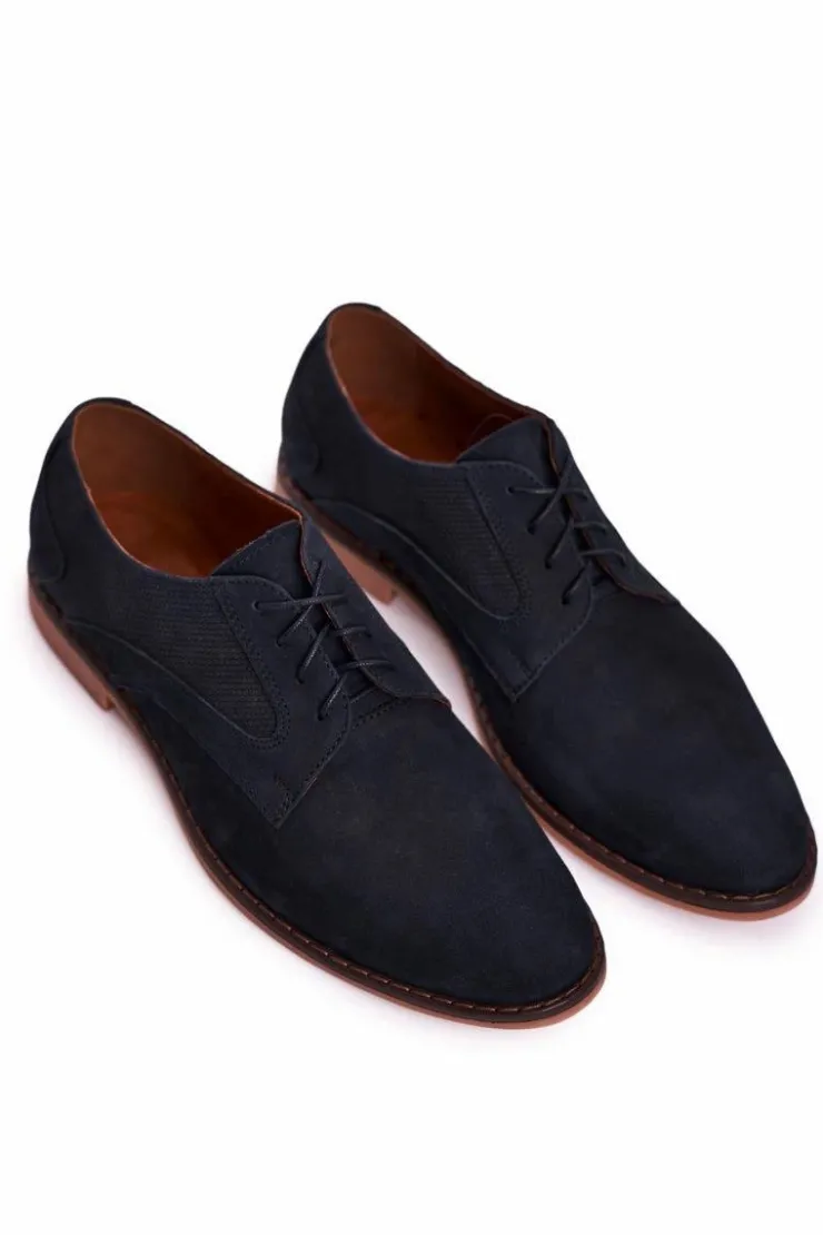 Damskie Boto Męskie Skórzane Mokasyny Nubuk BEDNAREK Granatowe