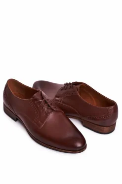 Damskie Boto Męskie Skórzane Mokasyny Z Jasną Podeszwą BEDNAREK Ciemny Brąz