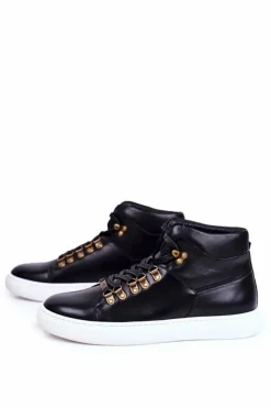 GOE Trampki Wysokie|Trampki Męskie Wysokie*Męskie Trampki Skórzane Czarne GG1N3009