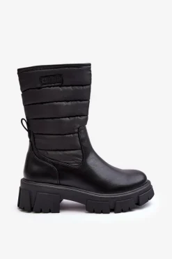 Big Star Shoes Śniegowce Damskie|Botki Płaskie*Śniegowce Botki Ocieplane Na Suwak Czarne Big Star MM274068