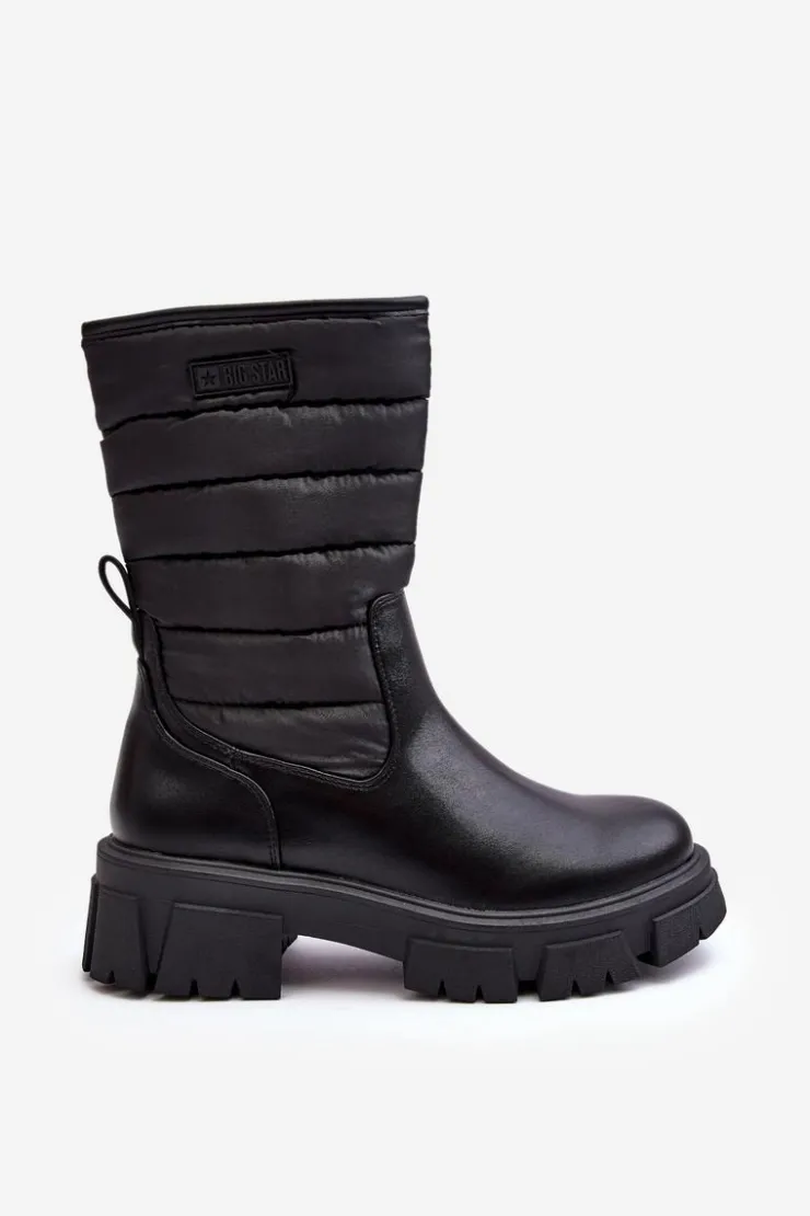 Big Star Shoes Śniegowce Damskie|Botki Płaskie*Śniegowce Botki Ocieplane Na Suwak Czarne Big Star MM274068