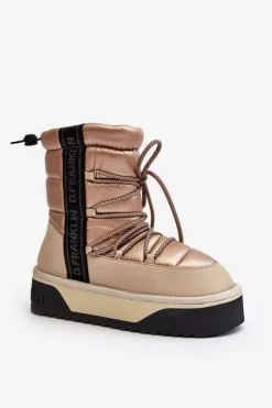 Hot D.Franklin Śniegowce Damskie Na Grubej Podeszwie Wegańskie DFSH371006 Beżowe Beżowy