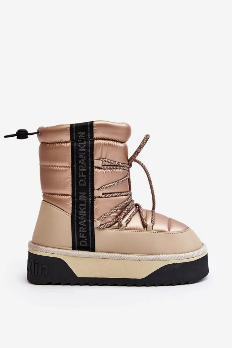 Hot D.Franklin Śniegowce Damskie Na Grubej Podeszwie Wegańskie DFSH371006 Beżowe Beżowy