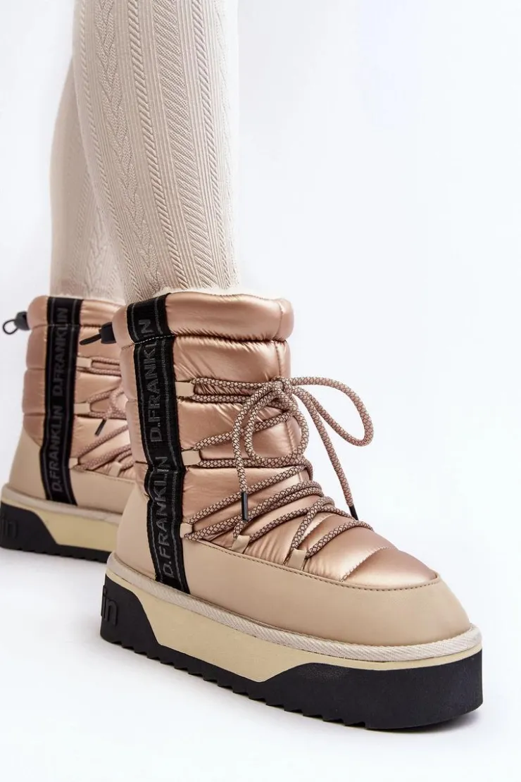 Hot D.Franklin Śniegowce Damskie Na Grubej Podeszwie Wegańskie DFSH371006 Beżowe Beżowy