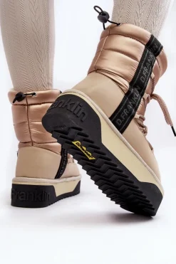 Hot D.Franklin Śniegowce Damskie Na Grubej Podeszwie Wegańskie DFSH371006 Beżowe Beżowy