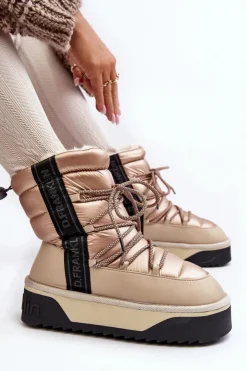 Hot D.Franklin Śniegowce Damskie Na Grubej Podeszwie Wegańskie DFSH371006 Beżowe Beżowy