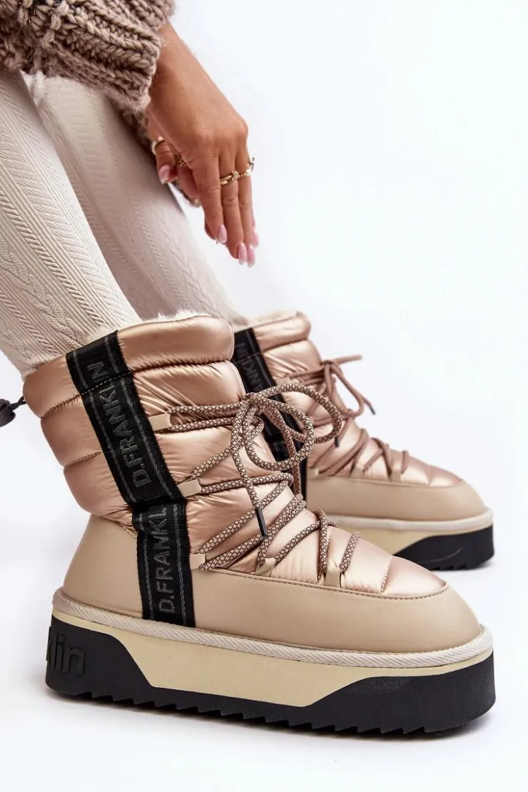 Hot D.Franklin Śniegowce Damskie Na Grubej Podeszwie Wegańskie DFSH371006 Beżowe Beżowy