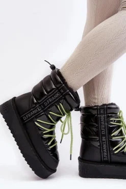 Outlet D.Franklin Śniegowce Damskie Na Grubej Podeszwie Wegańskie DFSH371007 Czarne Czarny