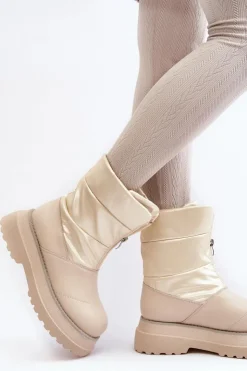 Damskie GOE Śniegowce Damskie Na Grubej Podeszwie Z Suwakiem MM2N4079 Beżowe