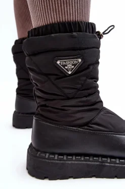 Damskie Boto Śniegowce Damskie Na Grubej Podeszwie Czarne Lureta