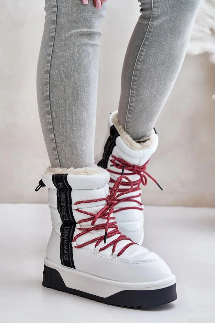 D.Franklin Śniegowce Damskie*Śniegowce Damskie Na Grubej Podeszwie Wegańskie DFSH371007 Białe Biały
