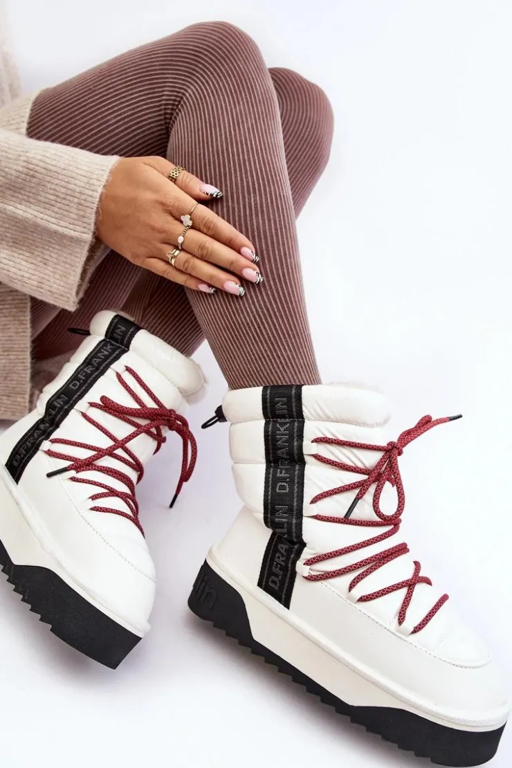 D.Franklin Śniegowce Damskie*Śniegowce Damskie Na Grubej Podeszwie Wegańskie DFSH371007 Białe Biały