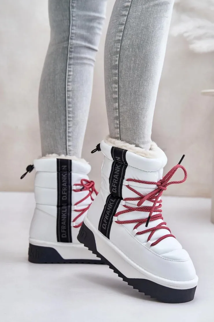 D.Franklin Śniegowce Damskie*Śniegowce Damskie Na Grubej Podeszwie Wegańskie DFSH371007 Białe Biały