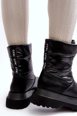 GOE Śniegowce Damskie*Śniegowce Damskie Na Grubej Podeszwie Z Suwakiem MM2N4078 Czarne Czarny