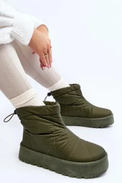 Damskie Boto Śniegowce Damskie Na Masywnej Platformie Zielone Fionia