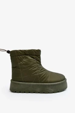 Damskie Boto Śniegowce Damskie Na Masywnej Platformie Zielone Fionia