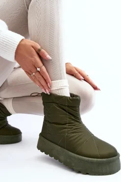 Damskie Boto Śniegowce Damskie Na Masywnej Platformie Zielone Fionia