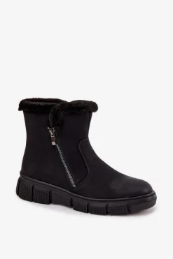 Online Evento Śniegowce Damskie Na Platformie Z Futerkiem Czarne Briselle Czarny