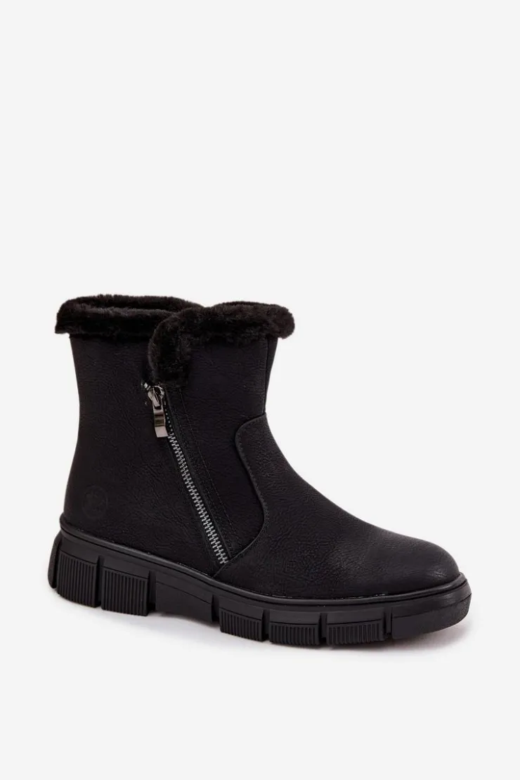 Online Evento Śniegowce Damskie Na Platformie Z Futerkiem Czarne Briselle Czarny