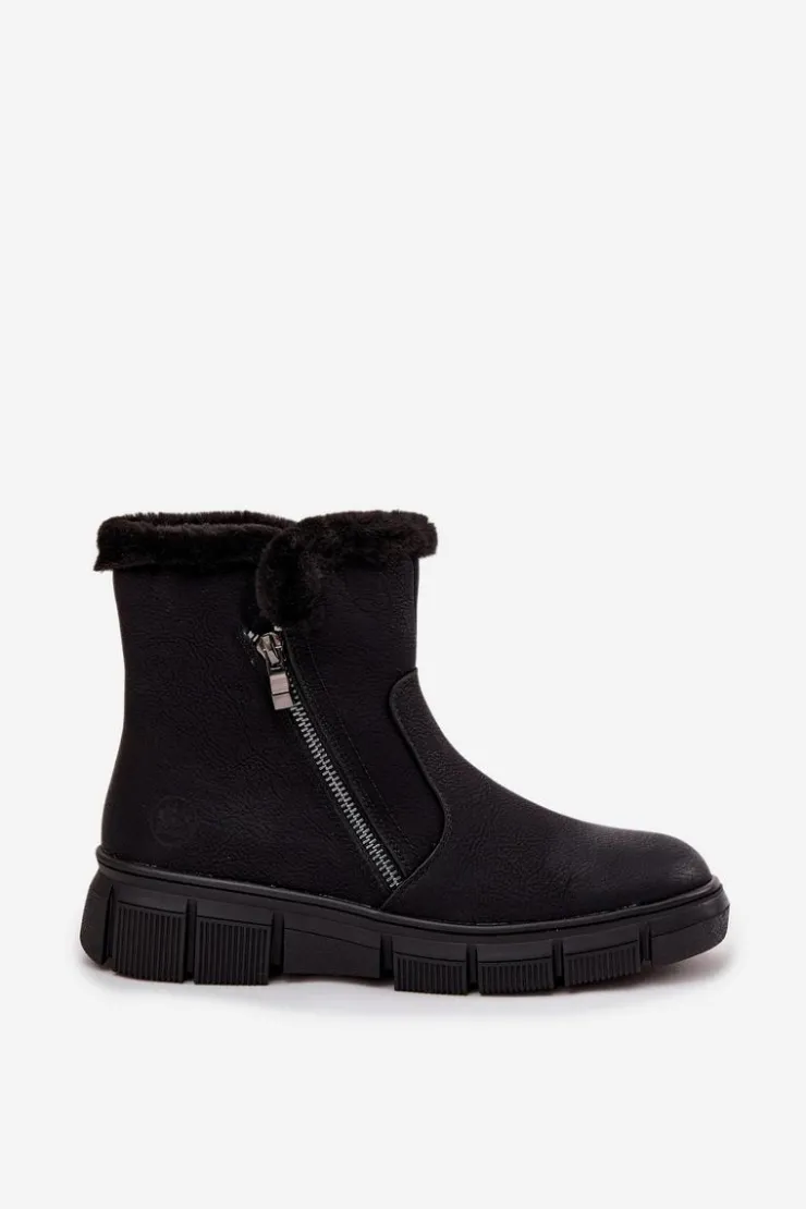 Online Evento Śniegowce Damskie Na Platformie Z Futerkiem Czarne Briselle Czarny