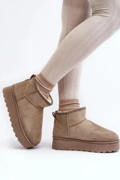 Damskie Boto Śniegowce Damskie Na Platformie Ocieplane Futerkiem Zielone Xamella