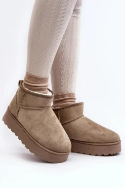 Damskie Boto Śniegowce Damskie Na Platformie Ocieplane Futerkiem Zielone Xamella