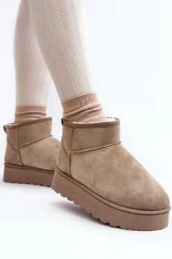 Damskie Boto Śniegowce Damskie Na Platformie Ocieplane Futerkiem Zielone Xamella